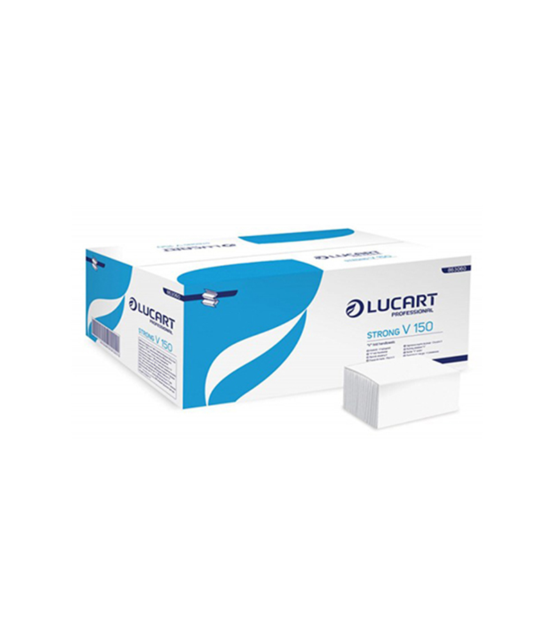prosop-pliat-V-alb-2str-V150-lucart Prosoape de hârtie pliate V, albe, Lucart V150 - imagine 1