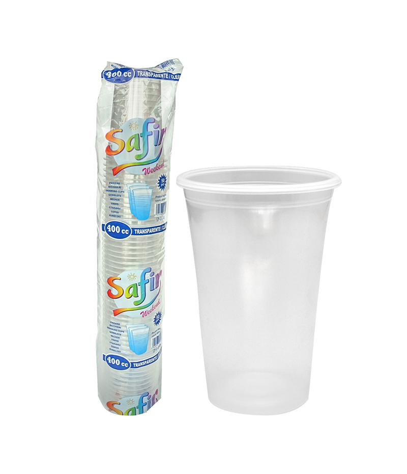 pahar-plastic-400-ml-set-100-buc Pahare plastic transparente de unică folosință 400 ml, 50 buc/set - imagine 1