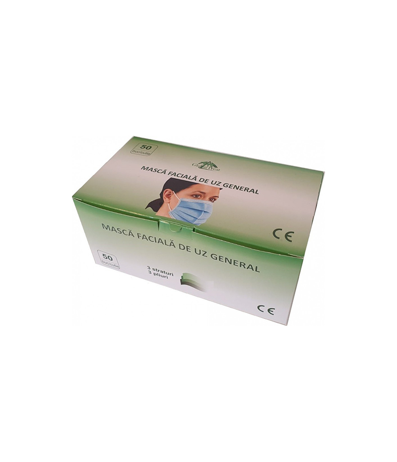 protectie-faciala-global-treat-uz-general-50-buc-cutie Mască facială de uz general, 3 pliuri, 50 buc/cutie Global Treat - imagine 1
