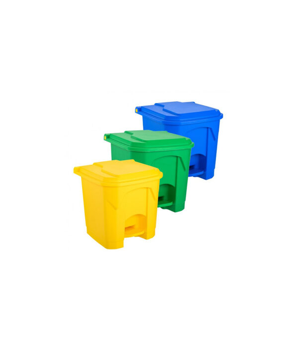 Set 3 Coșuri de gunoi cu pedală pentru colectare selectivă 30 litri
