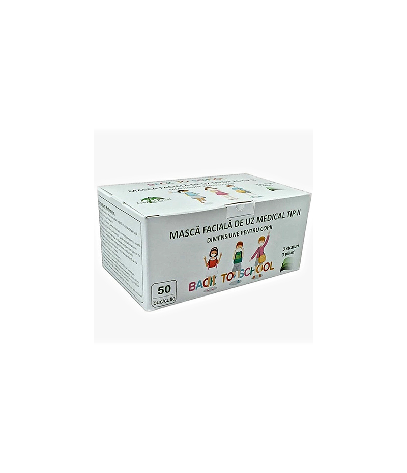 masca-tip-II-copii-50-buc-cutie Mască facială tip II pentru copii, 3 straturi, 50 buc/cutie - imagine 1